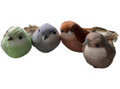 birds sitting, colorful, styrofoam/feathers, with clip,...